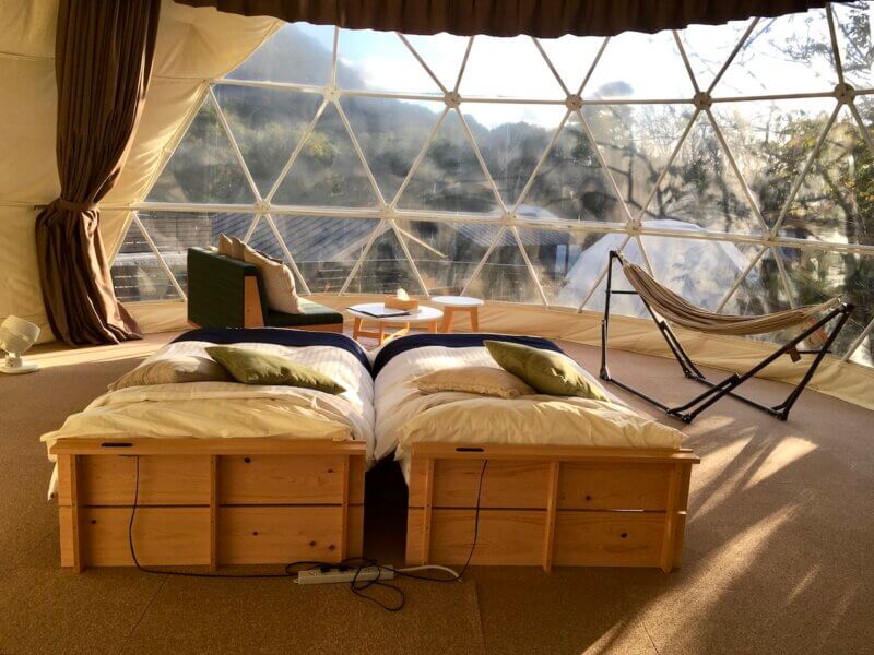 2回目宿泊時、ドームテント内の様子