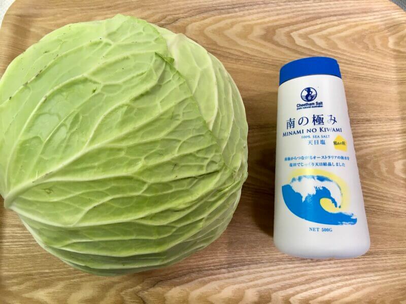 塩キャベツで使う材料2つを並べたところ