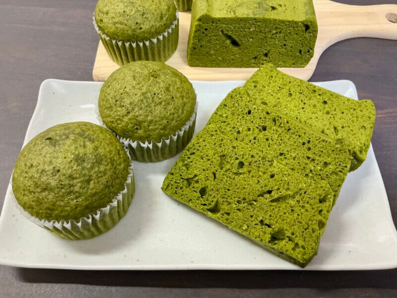 濃厚な抹茶蒸しパン
