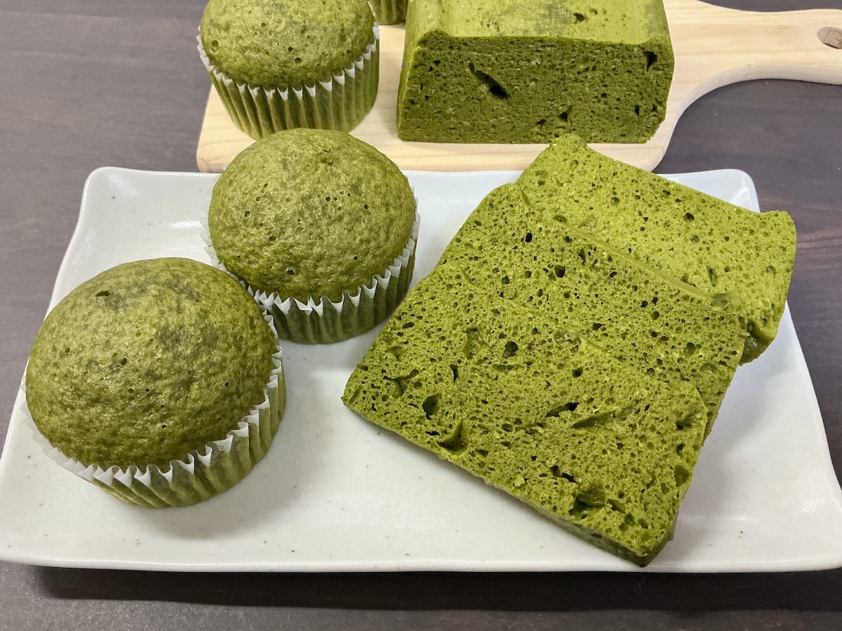 濃厚な抹茶蒸しパン
