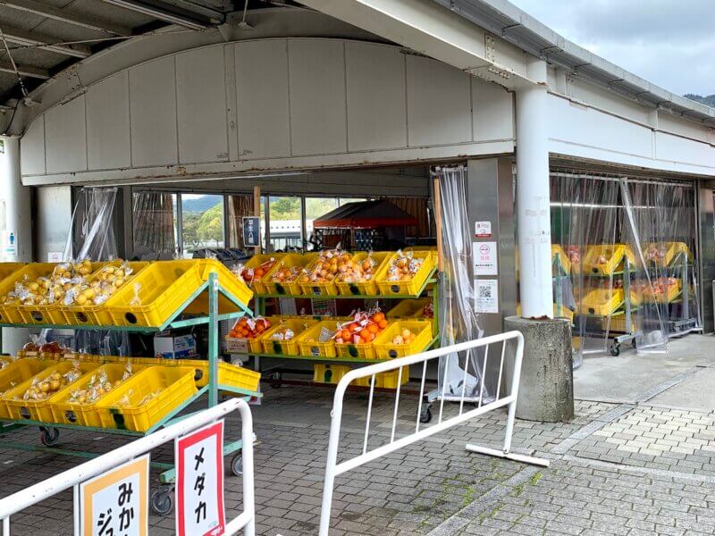 多々羅しまなみ公園にたくさんの柑橘が陳列されている様子の写真
